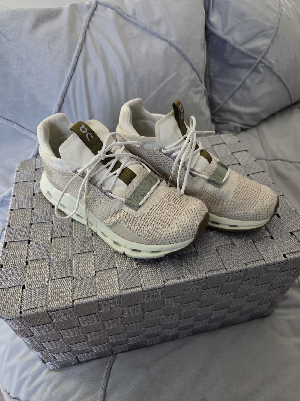 On Cloud Women's Cloudnova Sneakers in Light Beige/Olive